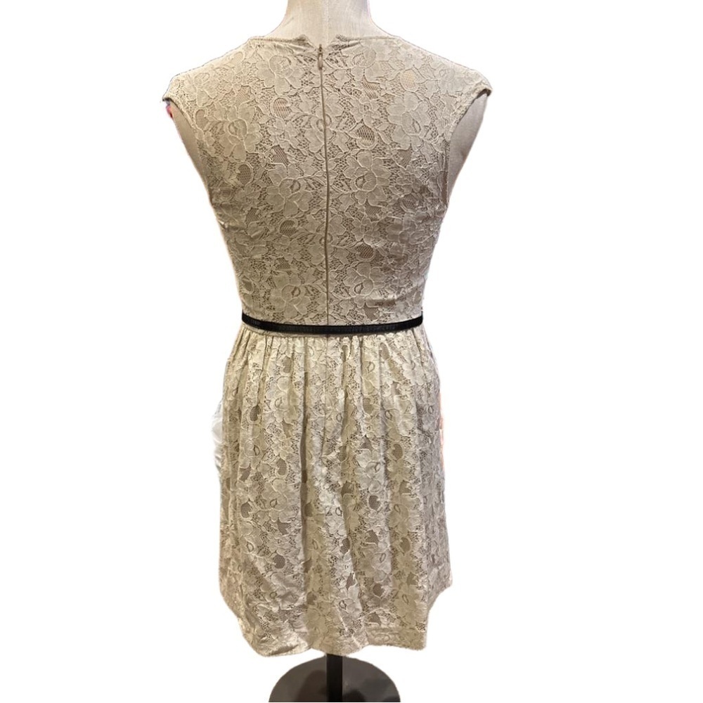 Kensie Cream Lace Dress with Black Belt - Picture 2 of 9